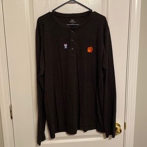 New Without Tag Mens Large Clemson Tiger Henley - Charcoal Gray by Vantage